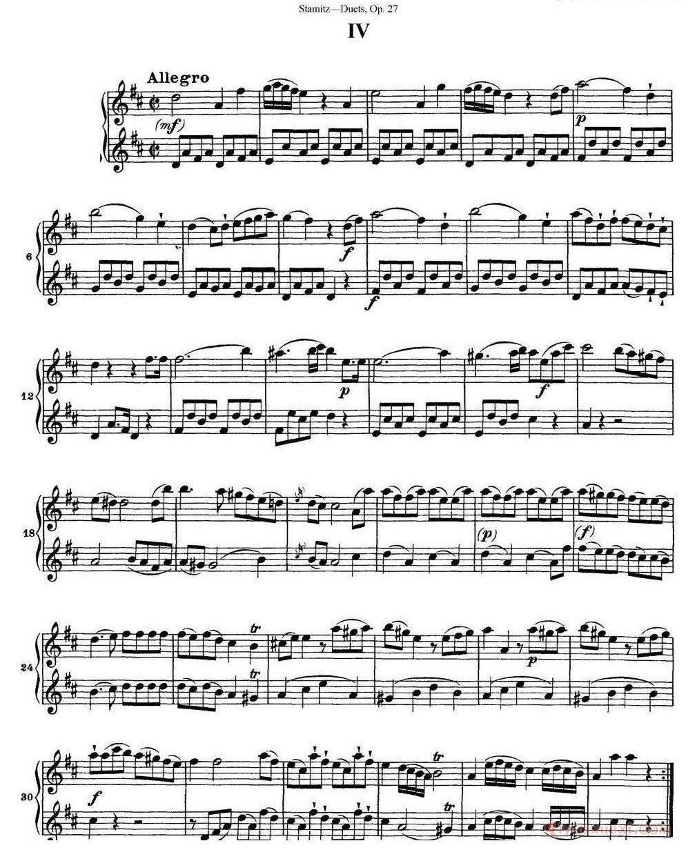 斯塔米茨二重奏长笛练习曲Op.27/No.1-No.5)