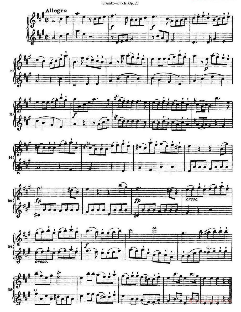 斯塔米茨二重奏长笛练习曲Op.27/No.1-No.5）