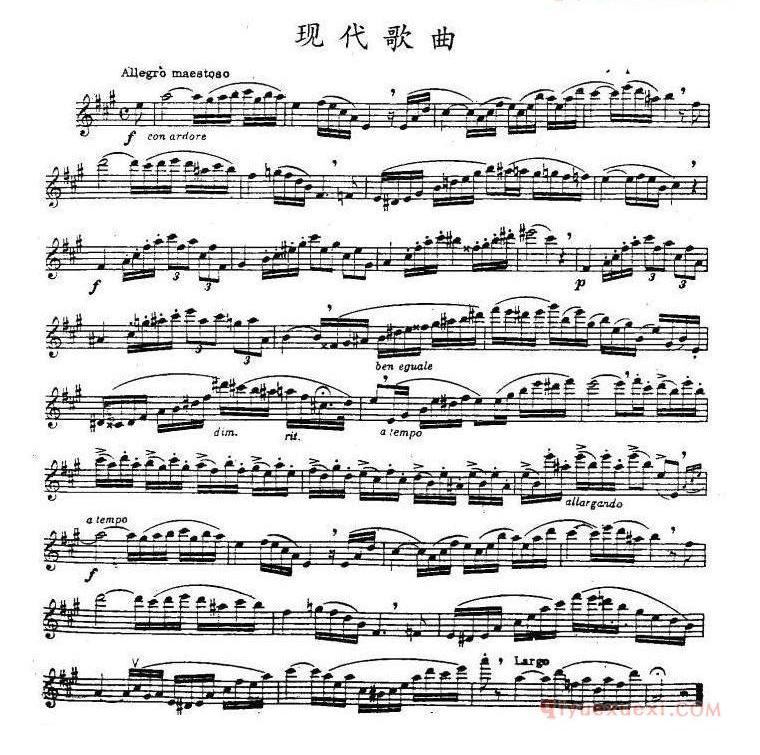 长笛乐谱[现代歌曲]