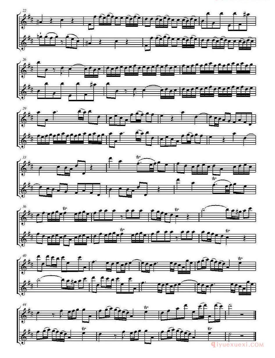 长笛乐谱[卡农奏鸣曲]二重奏