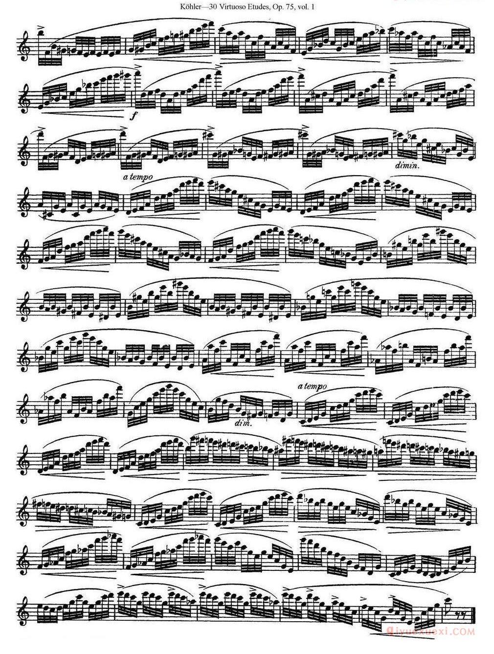 柯勒30首高级长笛练习曲作品75号（NO.1-NO.30） 