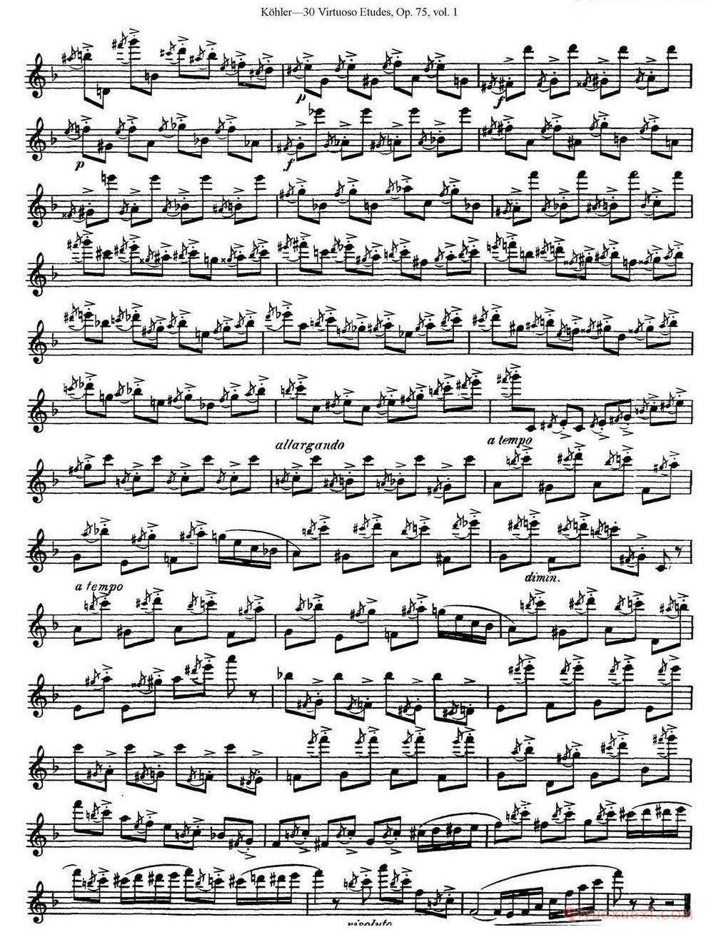 柯勒30首高级长笛练习曲作品75号（NO.1-NO.30） 