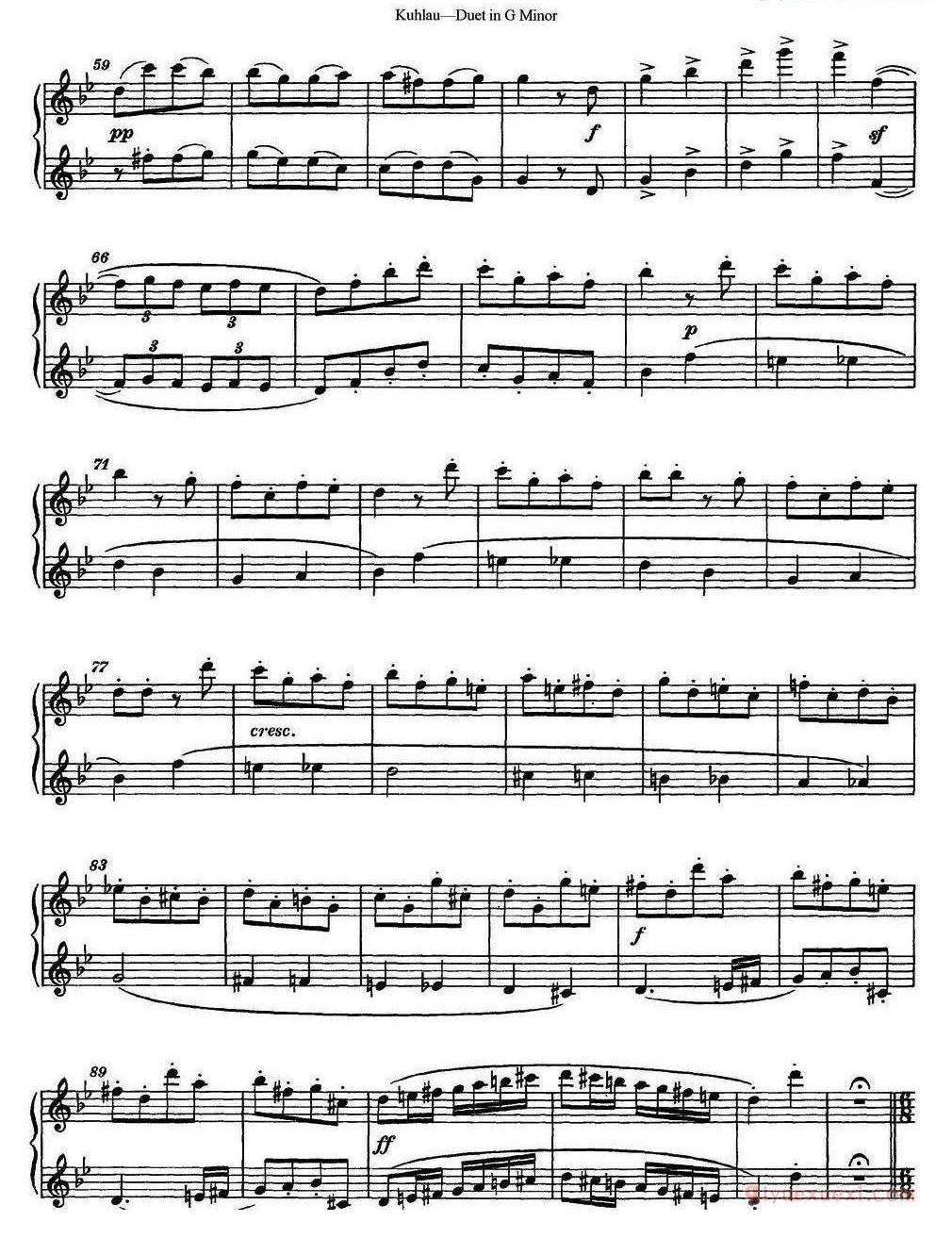 库劳g小调长笛二重奏练习曲(No.2)