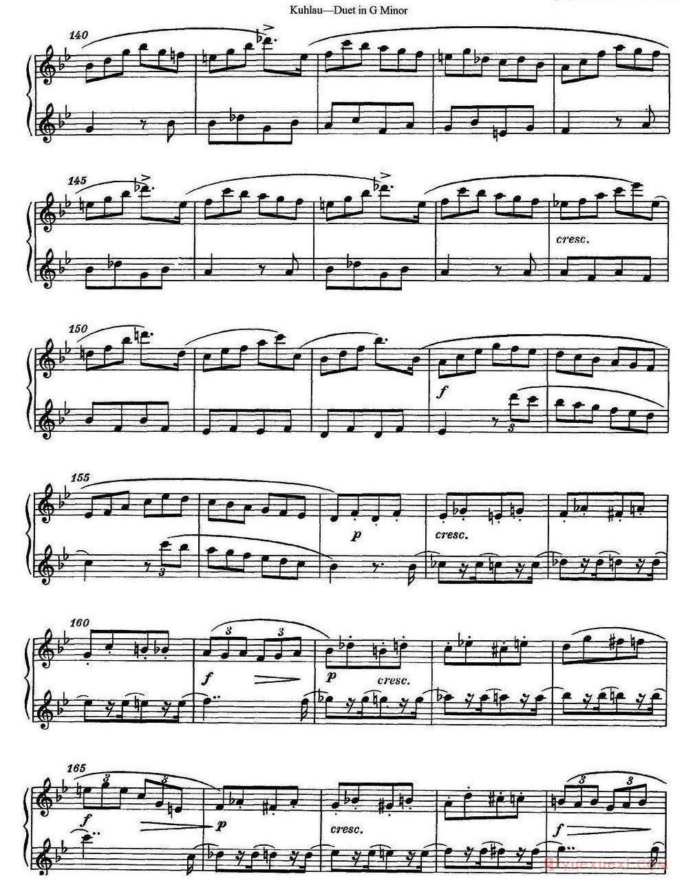 库劳g小调长笛二重奏练习曲(No.2)