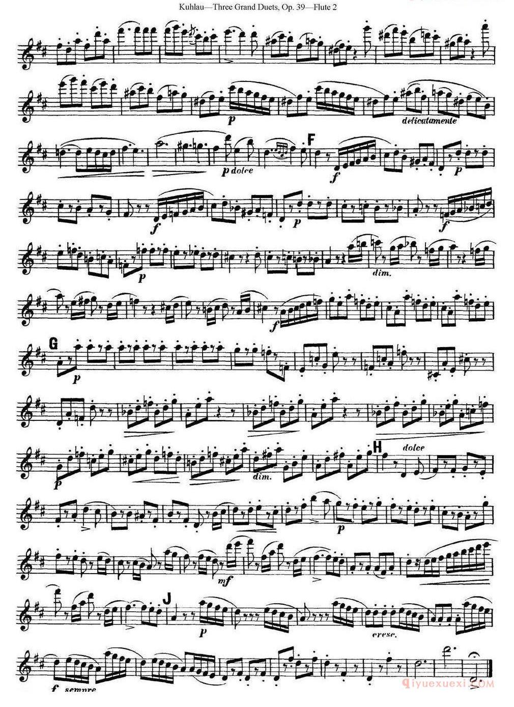 库劳长笛二重奏大练习曲Op.39——Flute 2（No.3）