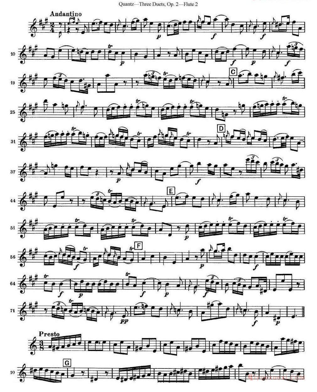 匡茨G大调长笛二重奏Op.2——Flute 2（No.2）