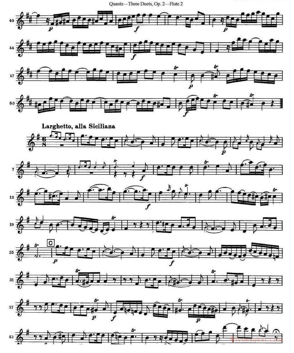 匡茨G大调长笛二重奏Op.2——Flute 2（No.3）