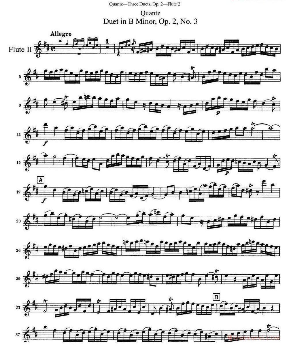 匡茨G大调长笛二重奏Op.2——Flute 2（No.3）