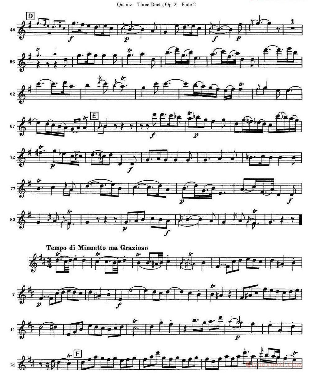 匡茨G大调长笛二重奏Op.2——Flute 2（No.3）