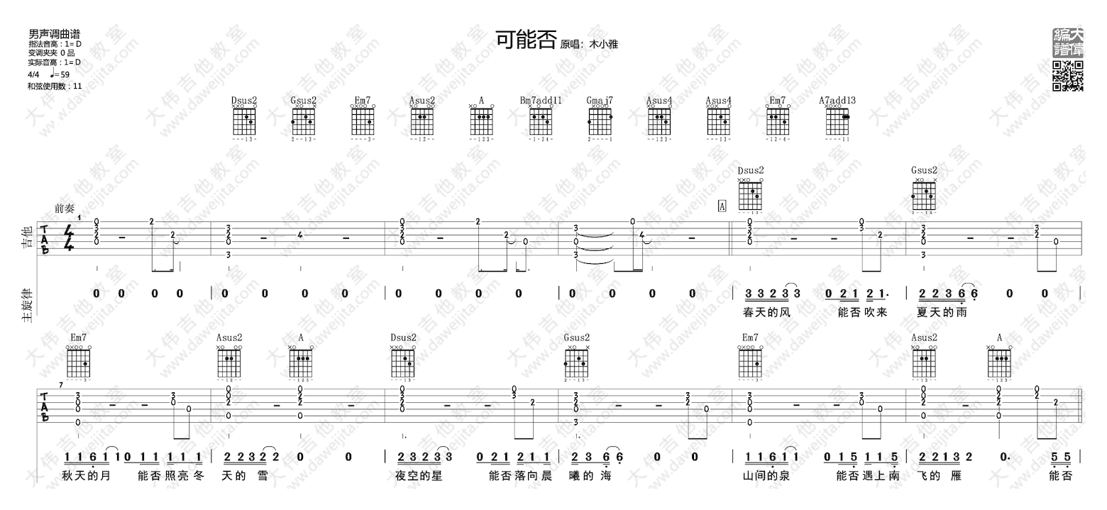 《可能否》吉他谱