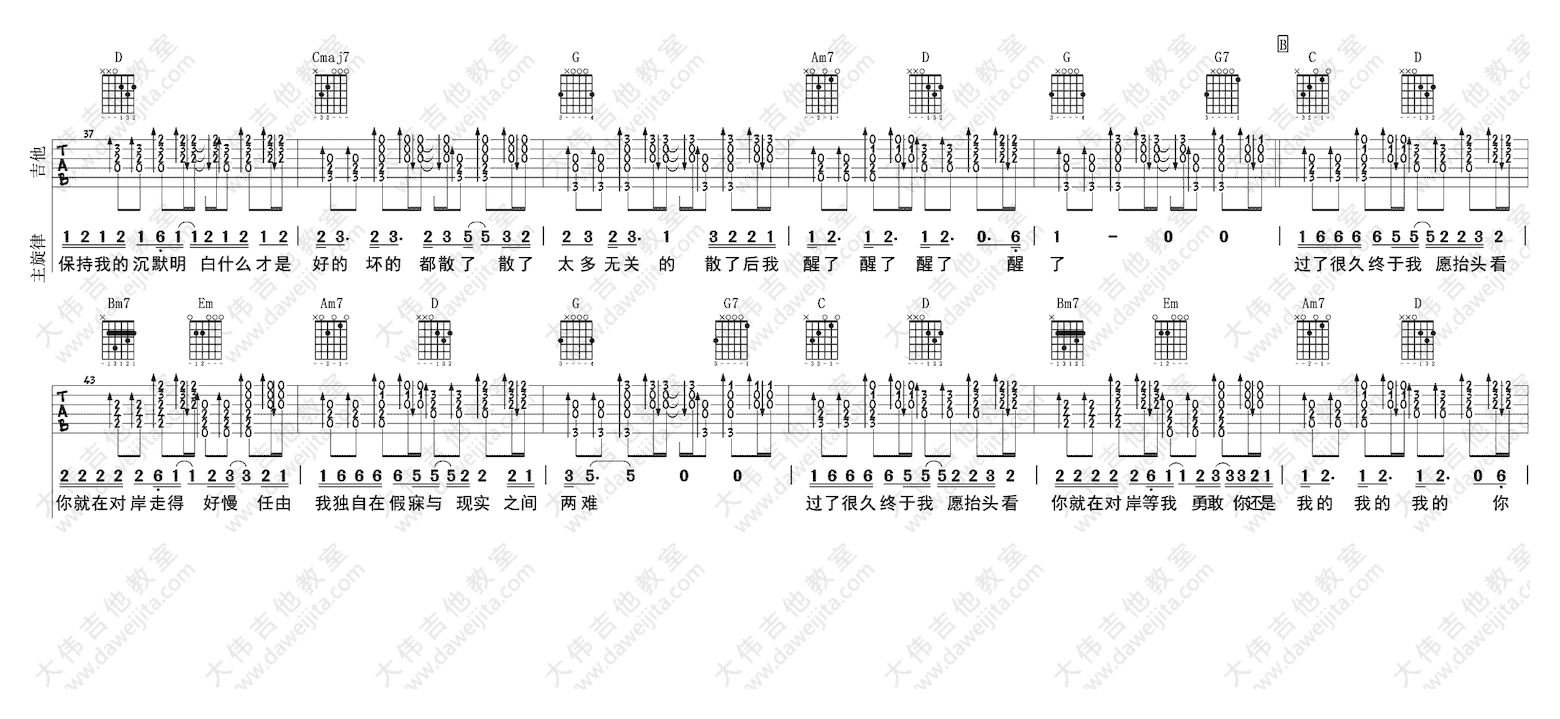 大伟吉他《走马》高清伴奏吉他谱