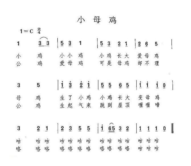 儿童歌曲简谱[小母鸡]