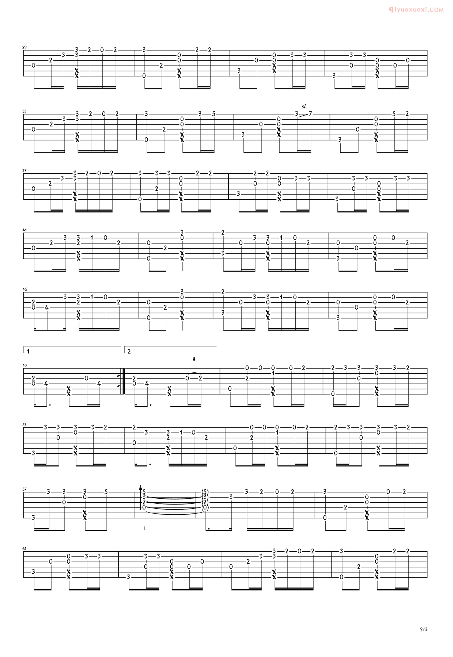 器乐学习网《来自天堂的魔鬼》吉他谱指弹谱-2