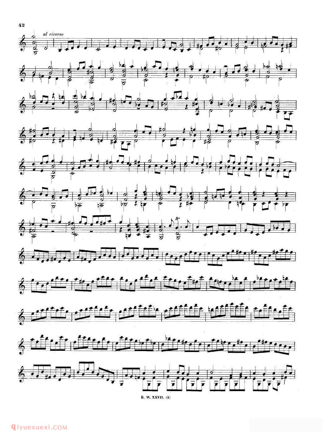 《巴赫无伴奏BWV1005小提琴奏鸣曲》小提琴视频教程附乐谱