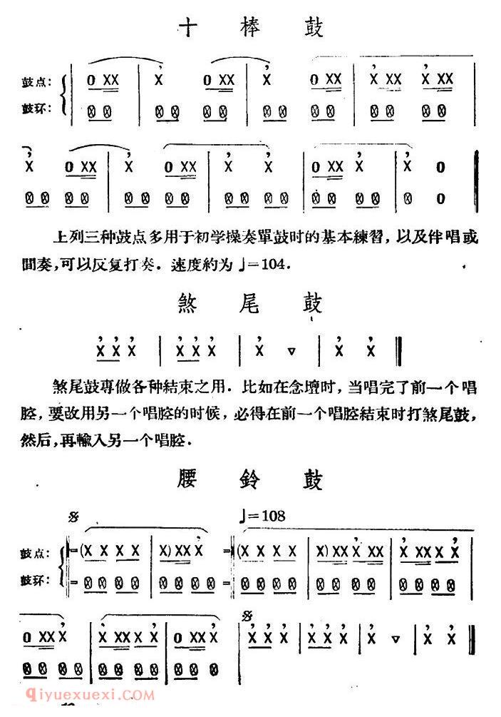 单鼓简谱《单鼓的基本鼓点》