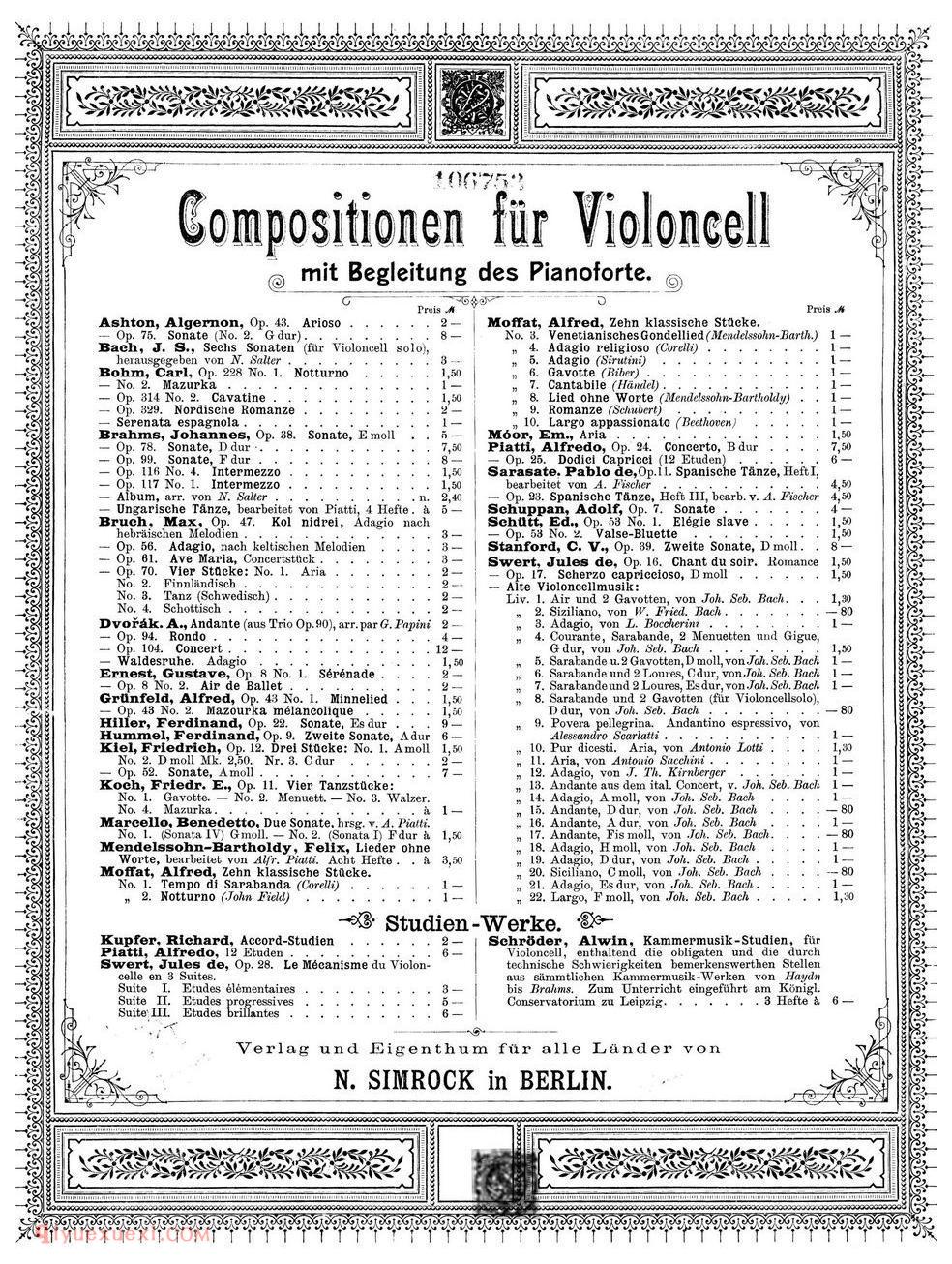 大提琴乐谱《十二首随想曲》阿尔弗雷多·皮亚蒂