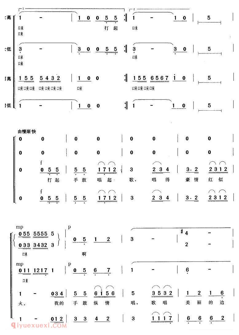 《打起手鼓唱起歌》简谱