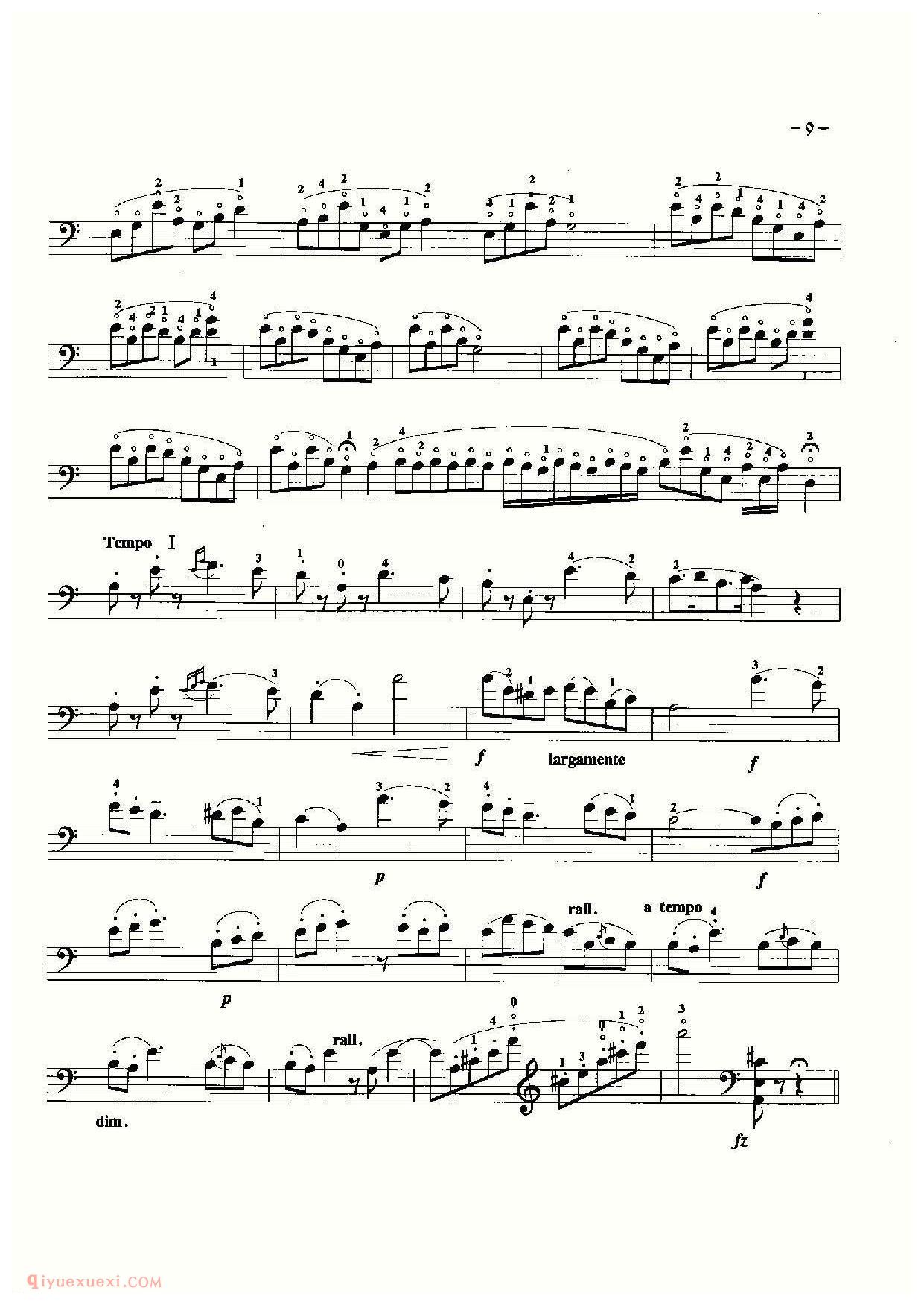 大提琴名曲乐谱《风笛舞曲/奥芬巴赫曲》