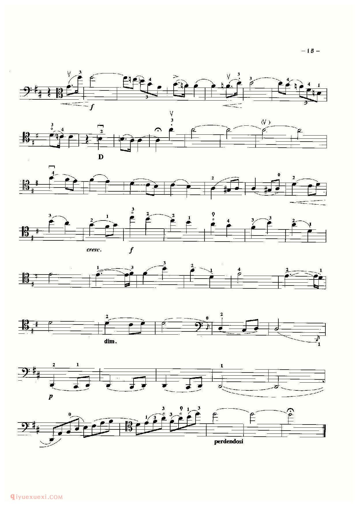 大提琴名曲乐谱《旋律/鲁宾斯坦曲》