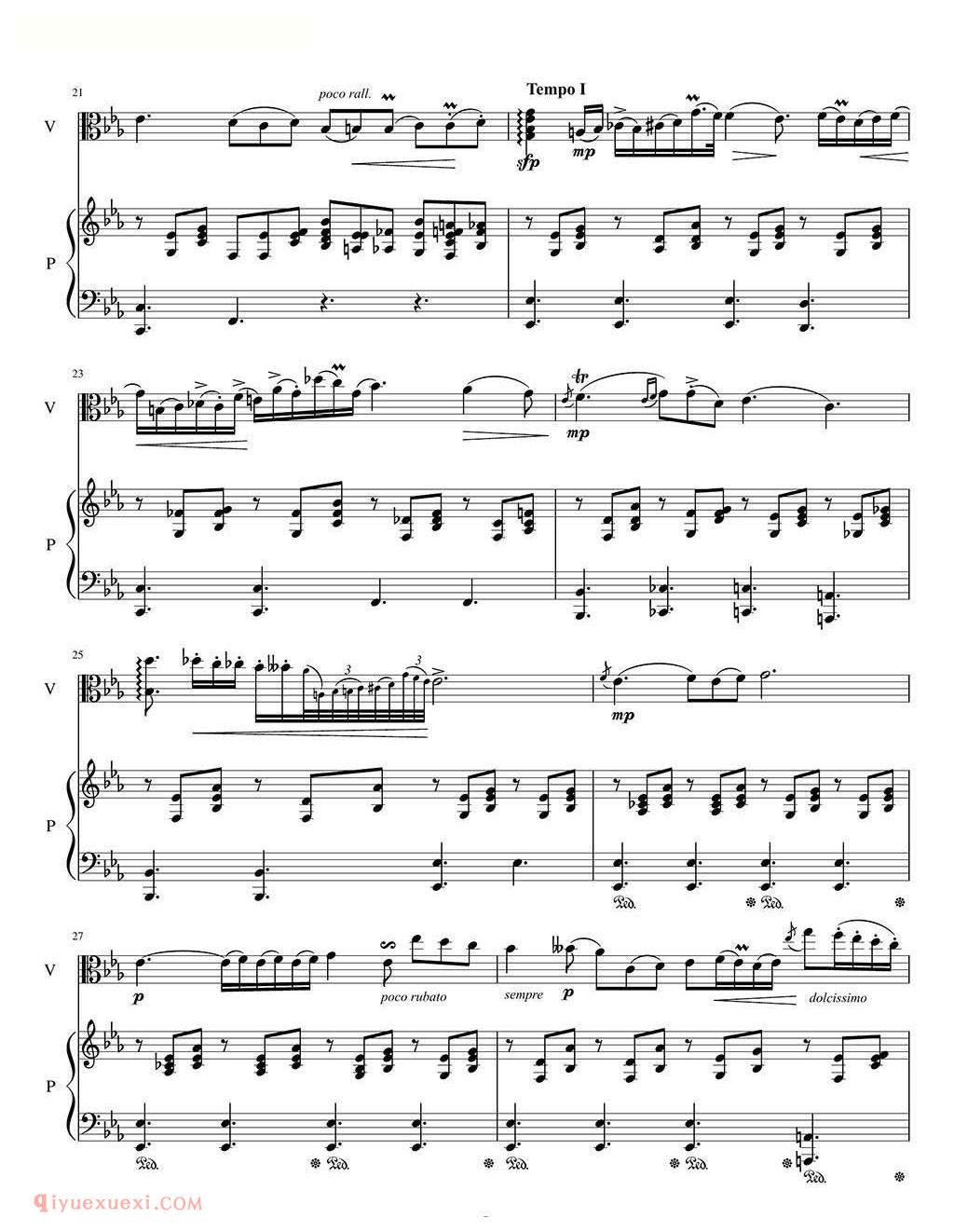 肖邦 夜曲 Op.9 No.2 中提琴钢伴谱