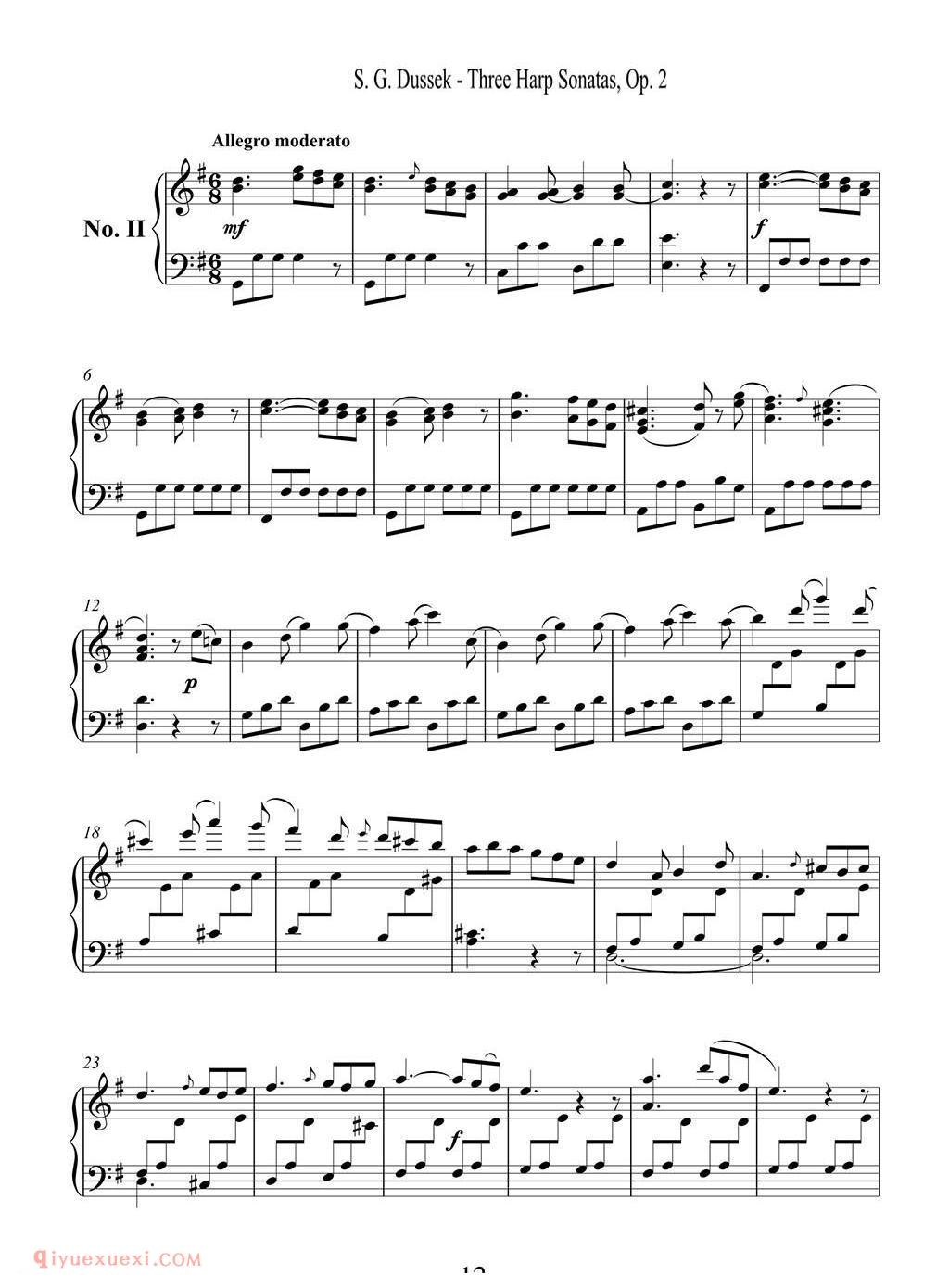 杜塞克三首竖琴奏鸣曲 Op.2 No.2/Dussek Three Harp Sonatas Op. 2 No.2