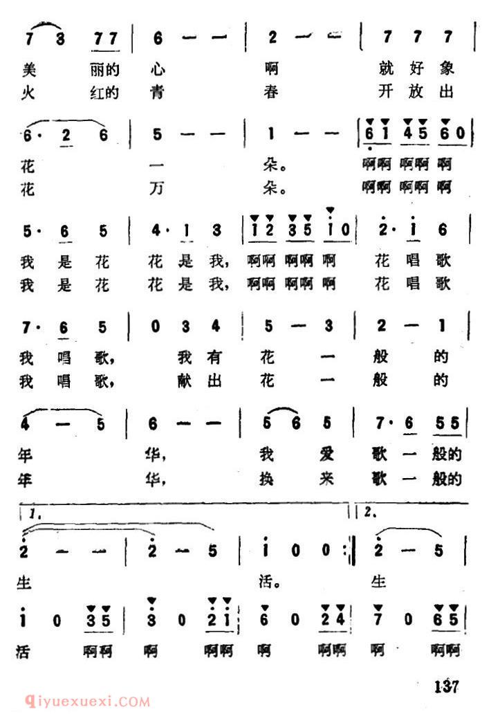 美声歌曲简谱《花一般的年华》