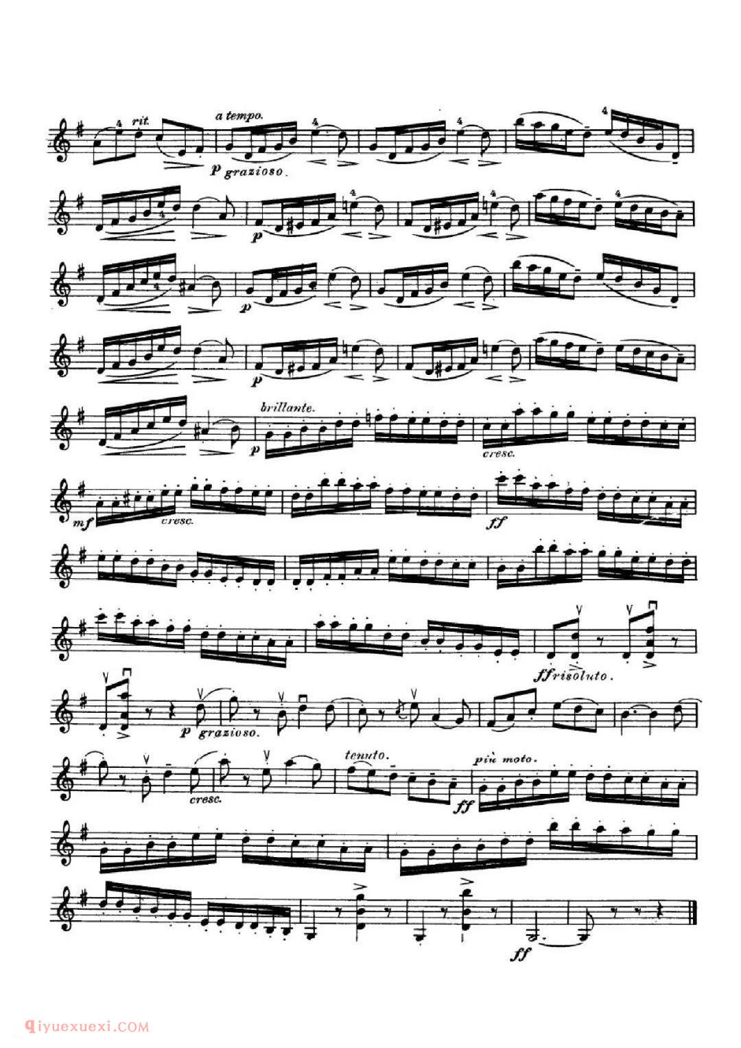 塞茨《G大调第二协奏曲/一把位》 小提琴曲谱