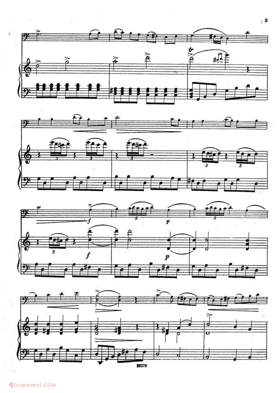 布列瓦尔C大调奏鸣曲 Op.40 No.1大提琴谱 钢琴伴奏谱