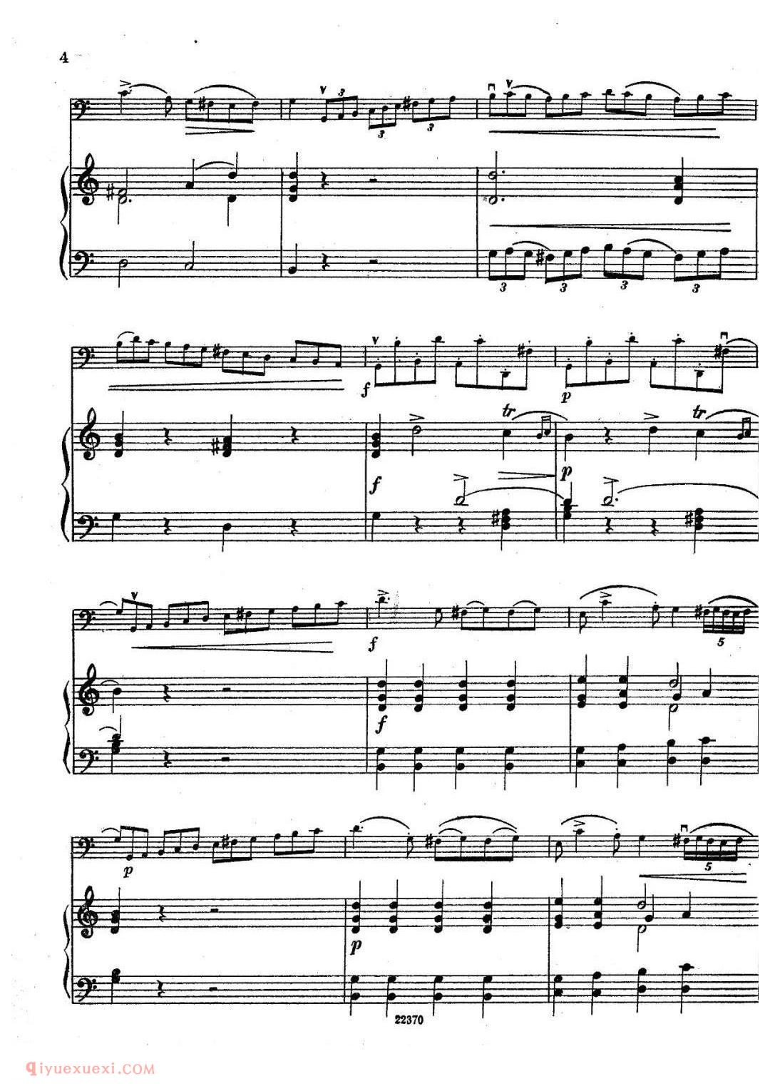 布列瓦尔C大调奏鸣曲 Op.40 No.1大提琴谱 钢琴伴奏谱