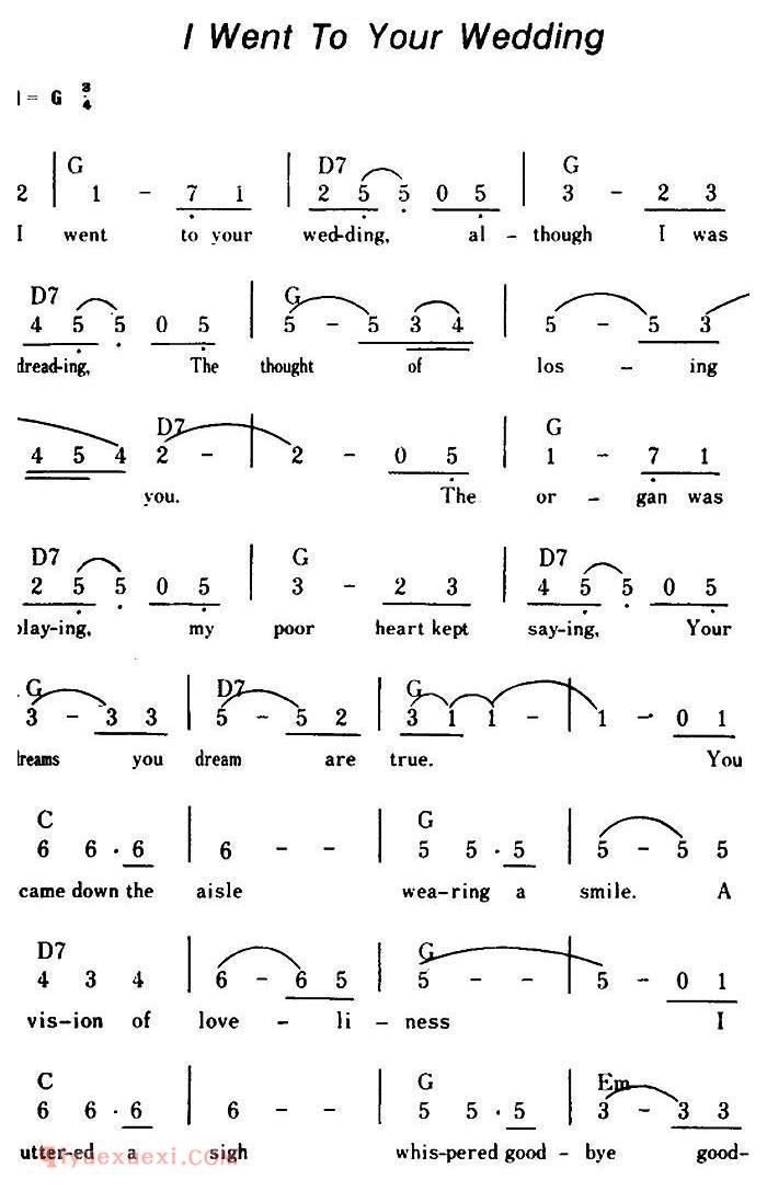 简谱《I Went To Your Wedding/我参加你的婚礼》美国