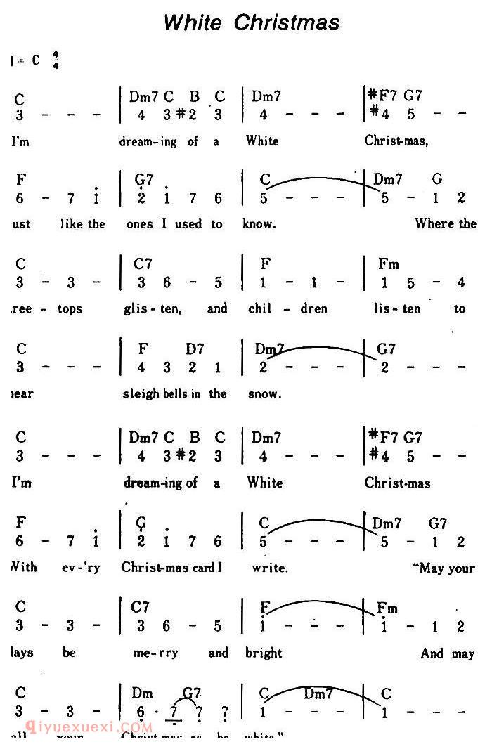 简谱《White Christmas/白色的圣诞节、带和弦》美国