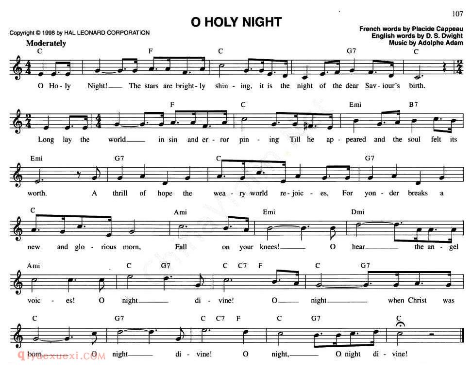 五线谱《O HOLY NIGHT》