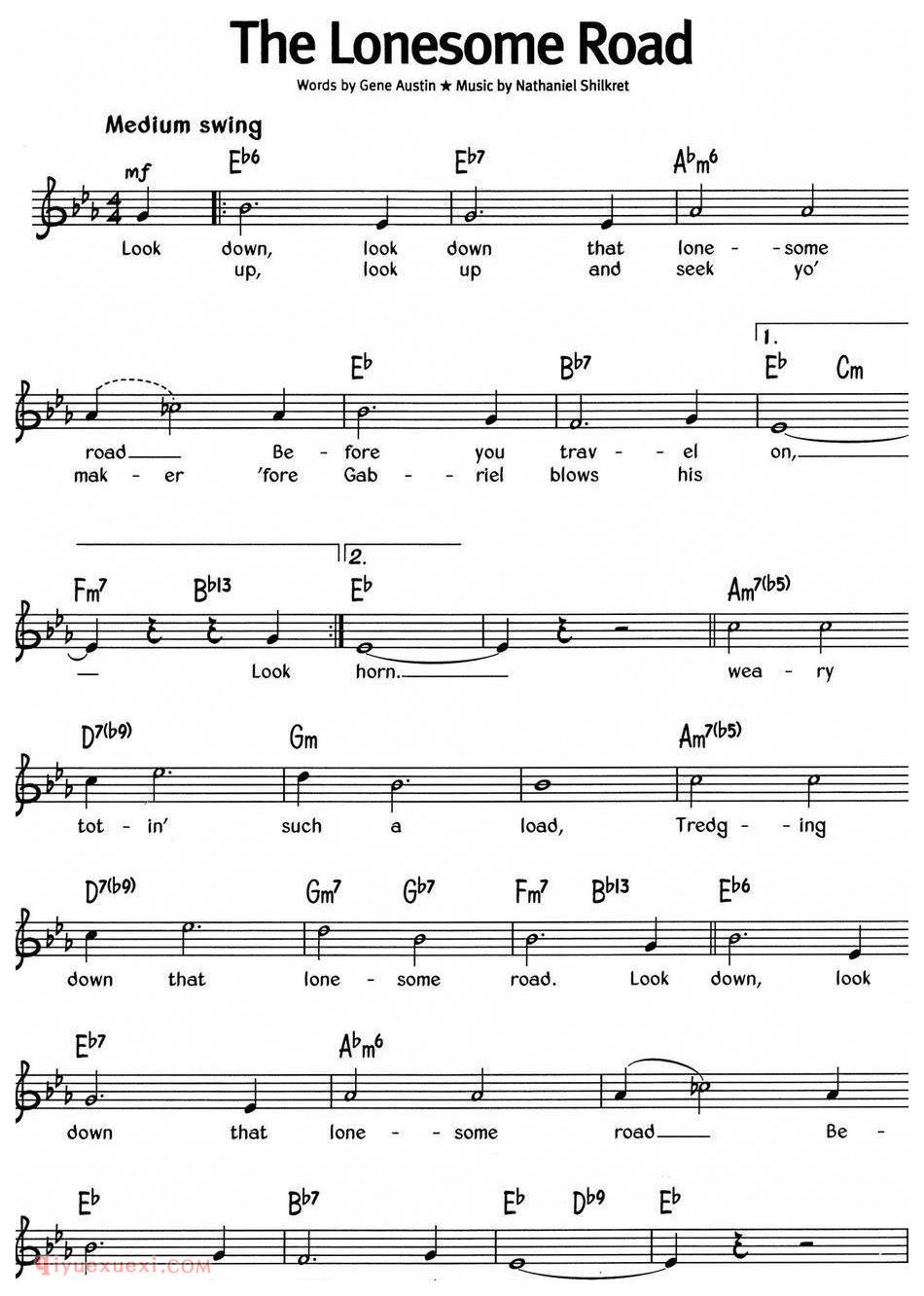 蓝调音乐：The Lonesome Road | 五线谱
