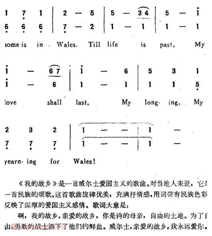 威尔士 | LAND OF MY FATHER 我的故乡 | 简谱