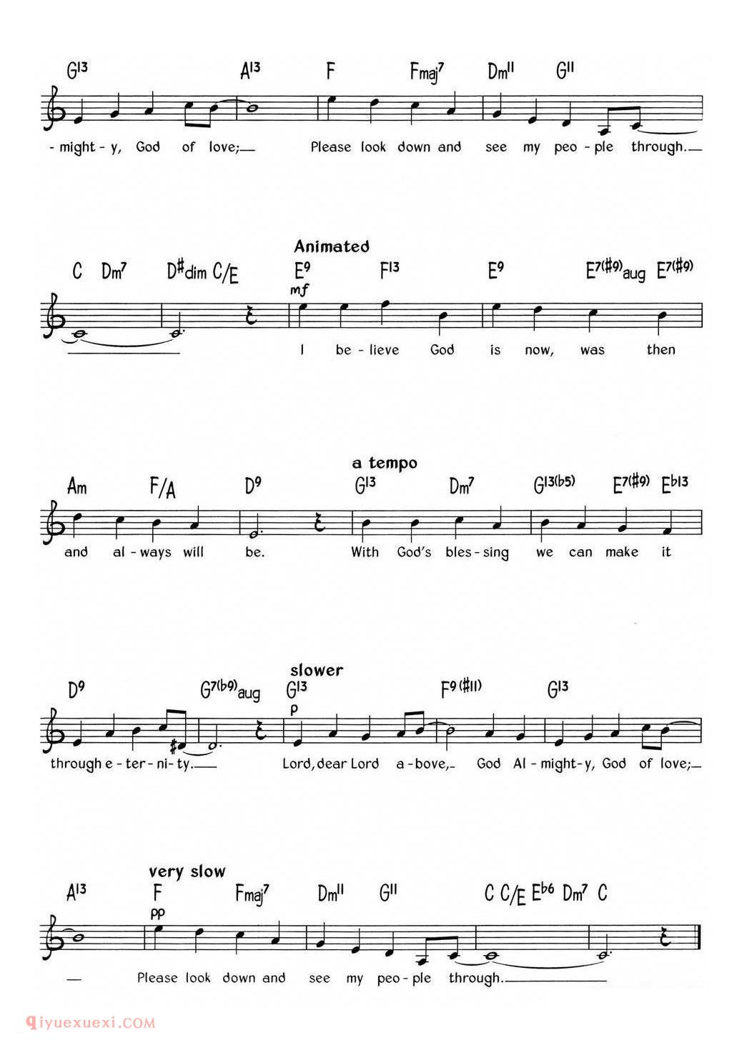Come Sunday_蓝调音乐 | 五线谱