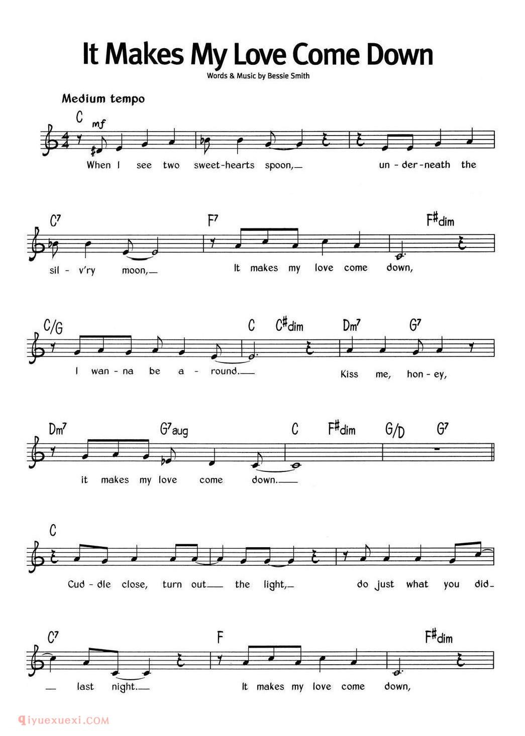 It Makes My Love Come Down_蓝调音乐 | 五线谱