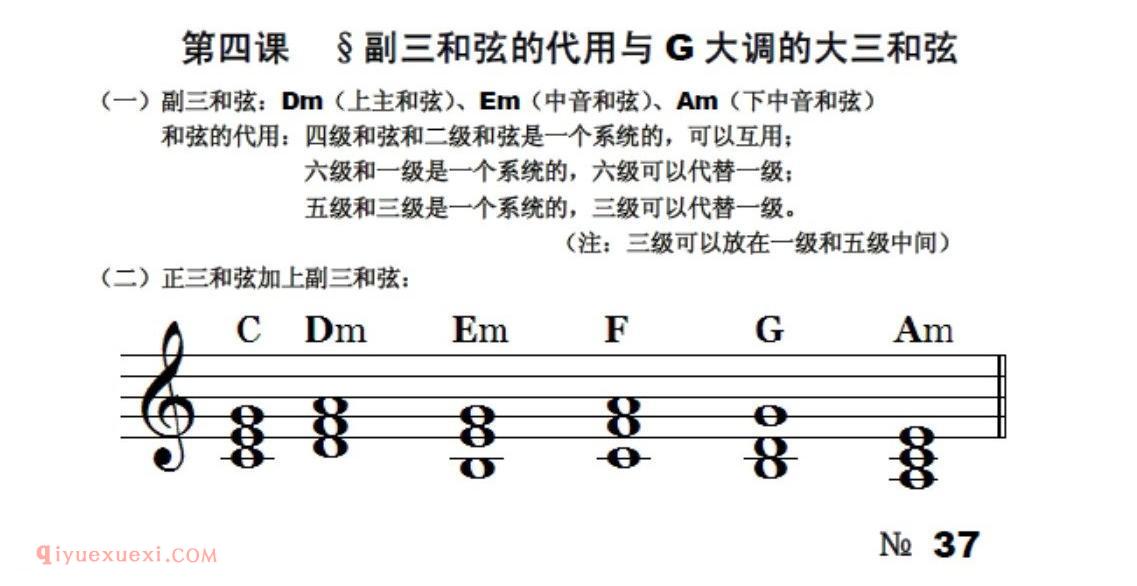 副三和弦的代用与G大调的大三和弦