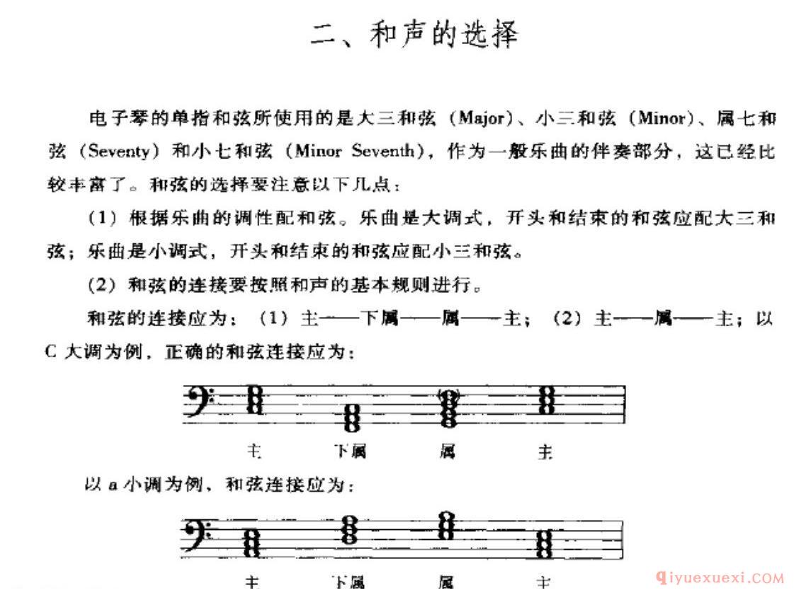 电子琴和声的选择