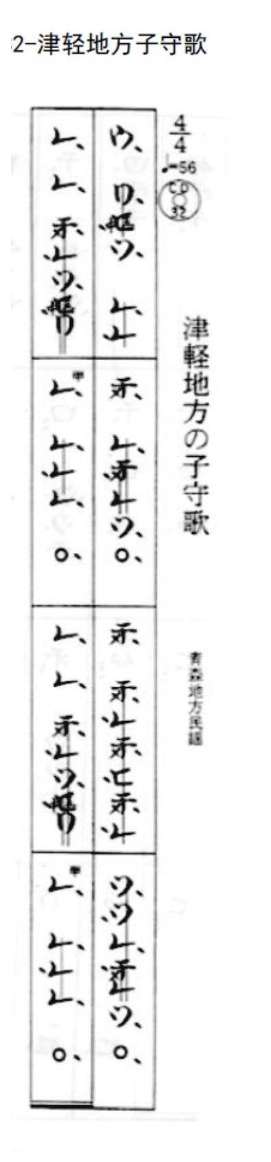 菅原久仁义尺八入门练习曲《津轻地方子守歌》假名谱与简谱对照