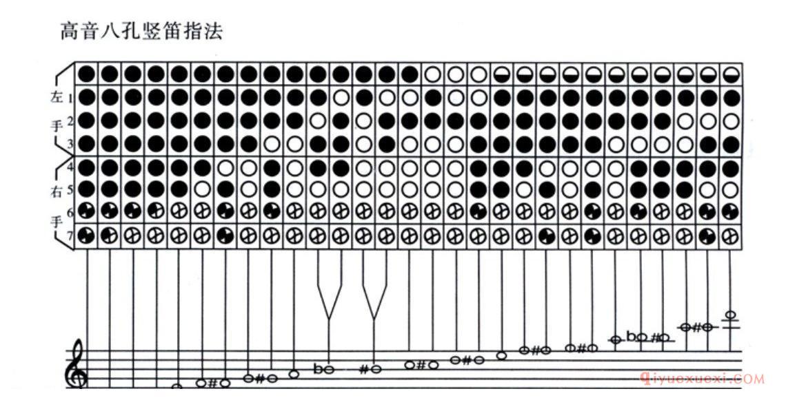 八孔竖笛的结构图解_八孔竖笛指法示意图