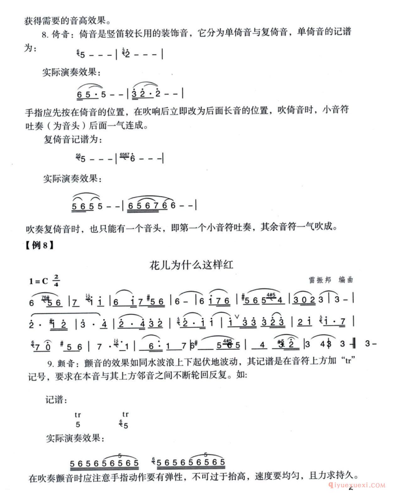 八孔竖笛的演奏技法介绍/附练习谱与指导