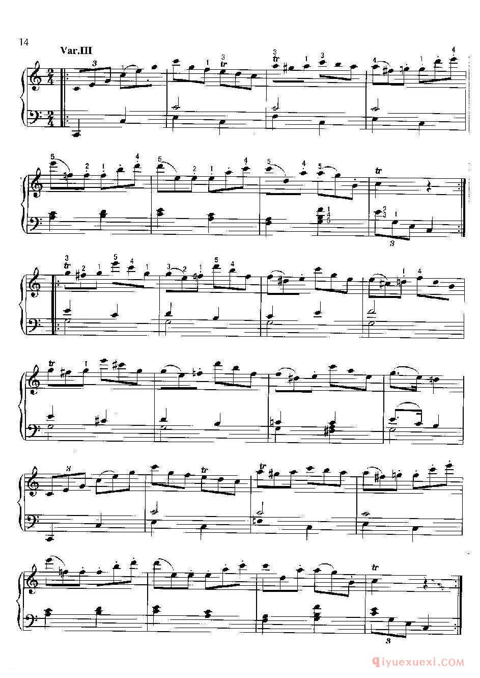 星星变奏曲(Variationen tber“Ah,Vous Dirai-Je,Maman”)莫扎特