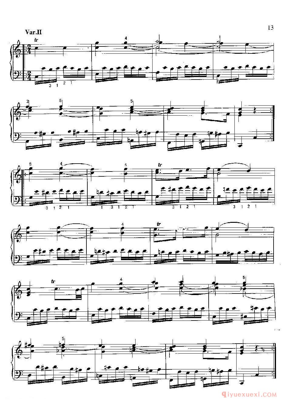 星星变奏曲(Variationen tber“Ah,Vous Dirai-Je,Maman”)莫扎特