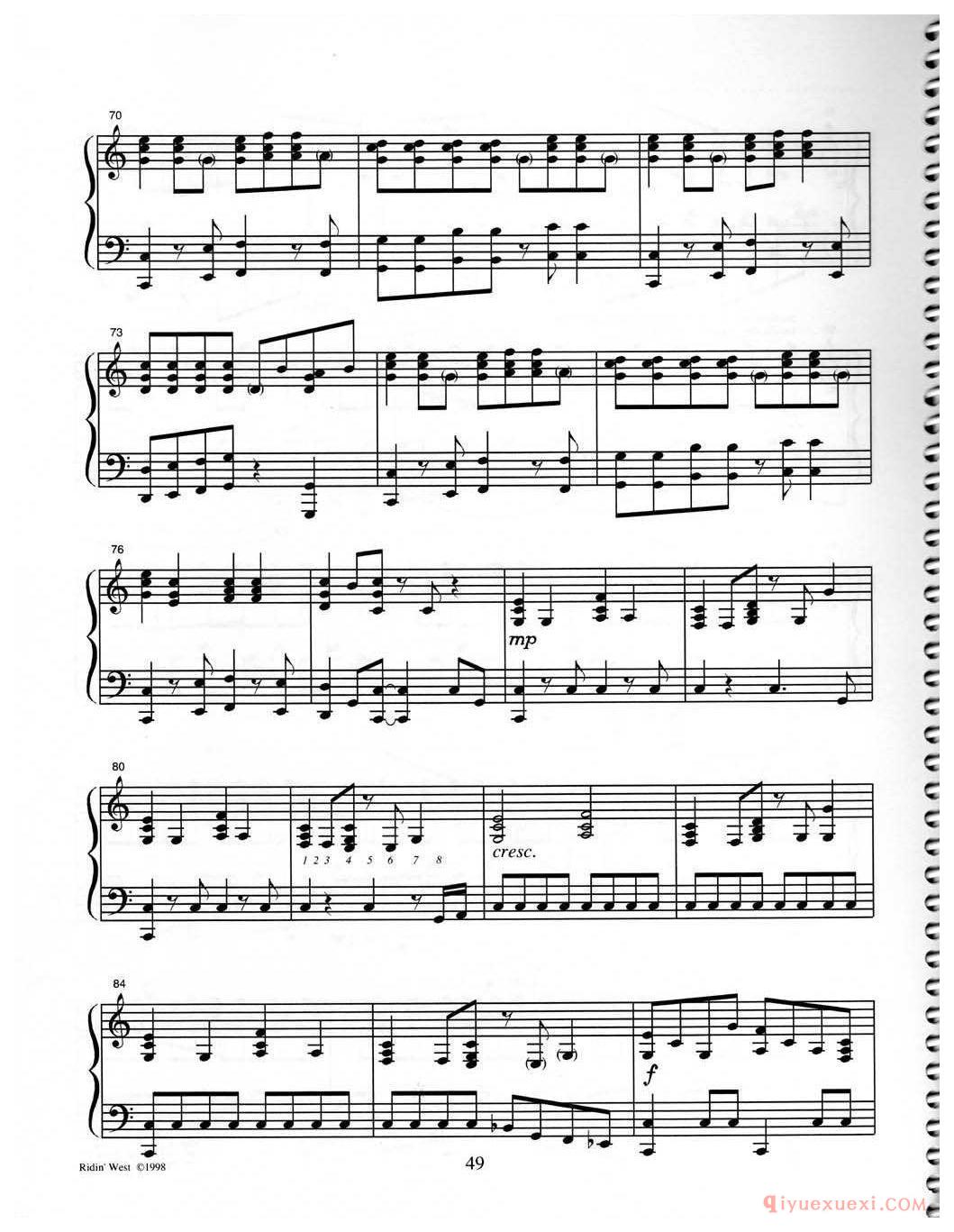 钢琴独奏曲《Ridin West》Jon Schmidt