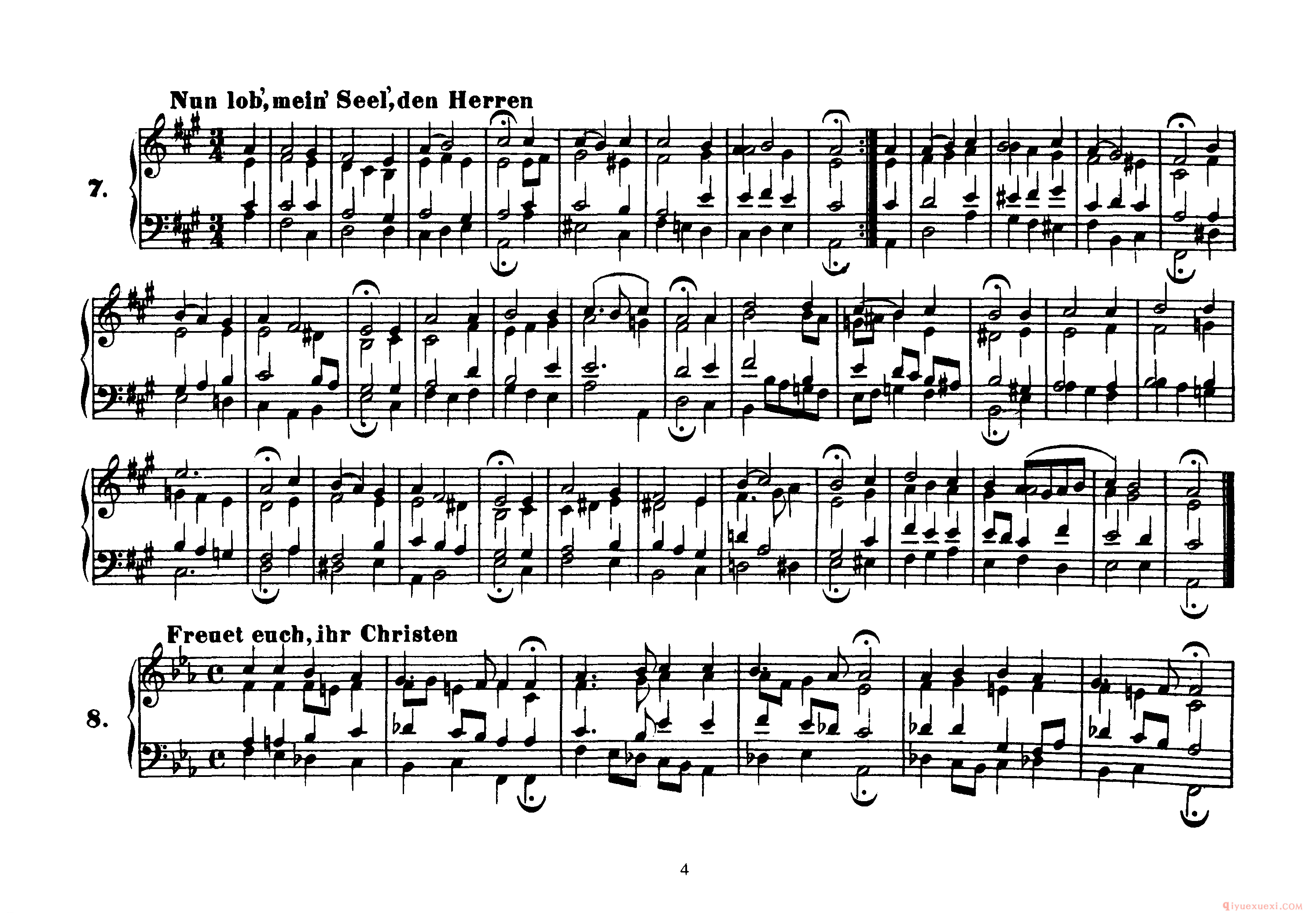 巴赫四声部众赞歌曲谱全集《Four-Part Chorales》高清完整版