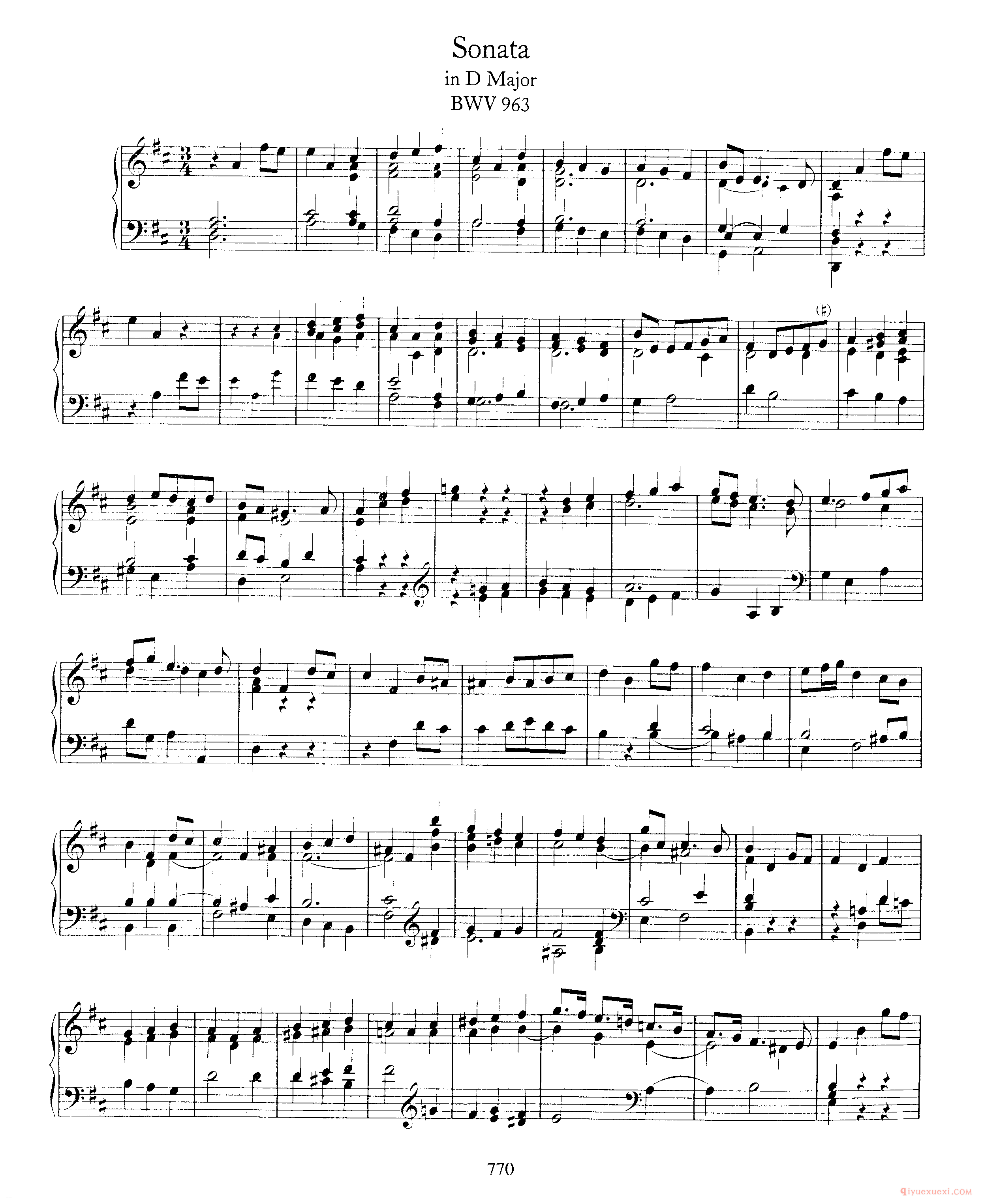 巴赫奏鸣曲D大调《Sonata in D Major BWV963》