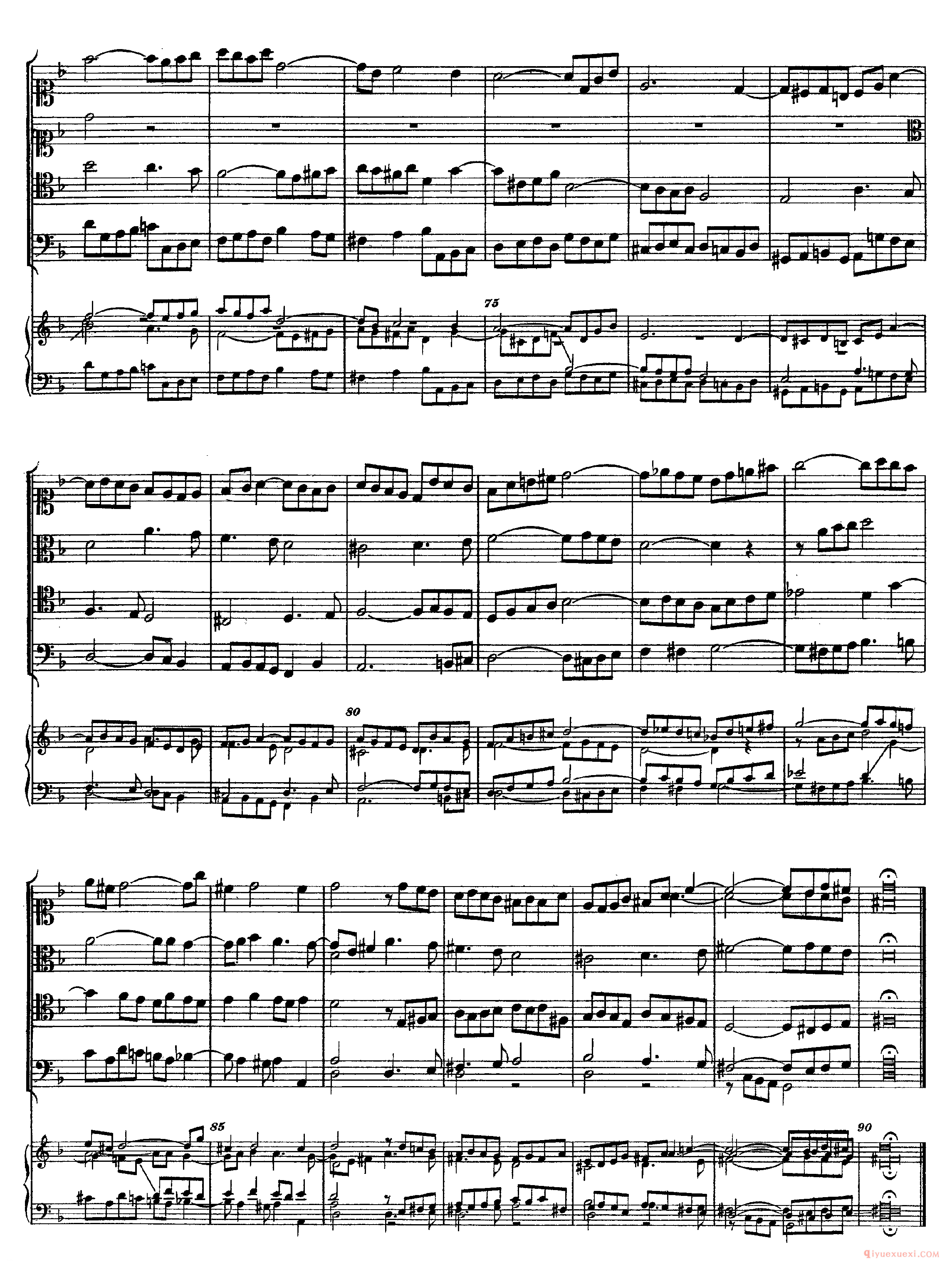 巴赫赋格第五首《The Art of the Fugue - BWV1080 - Contrapunctus Ⅴ》高清五线谱