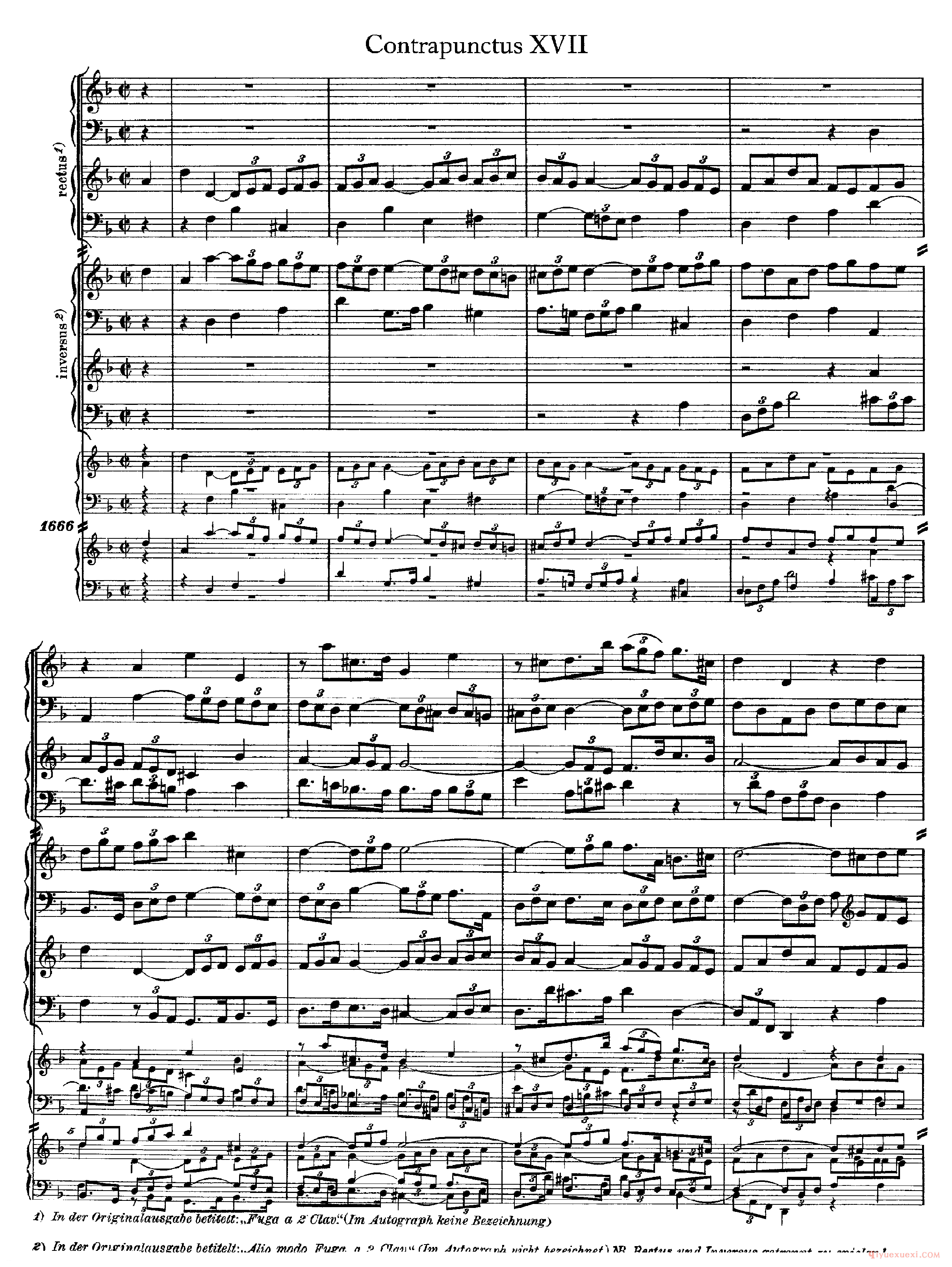 巴赫赋格第十七首《The Art of the Fugue - BWV1080 - Contrapunctus XVII》高清五线谱