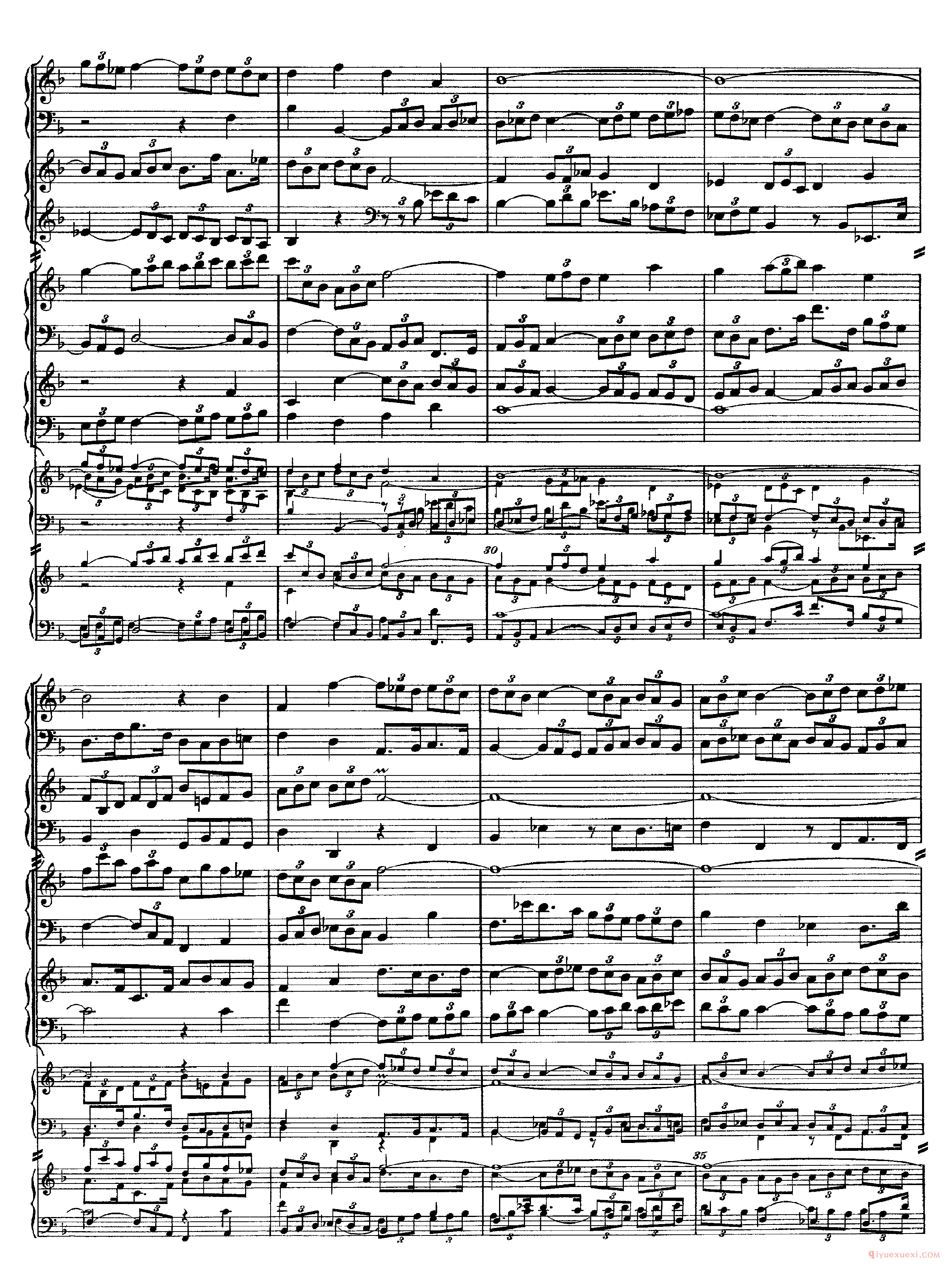 巴赫赋格第十七首《The Art of the Fugue - BWV1080 - Contrapunctus XVII》高清五线谱