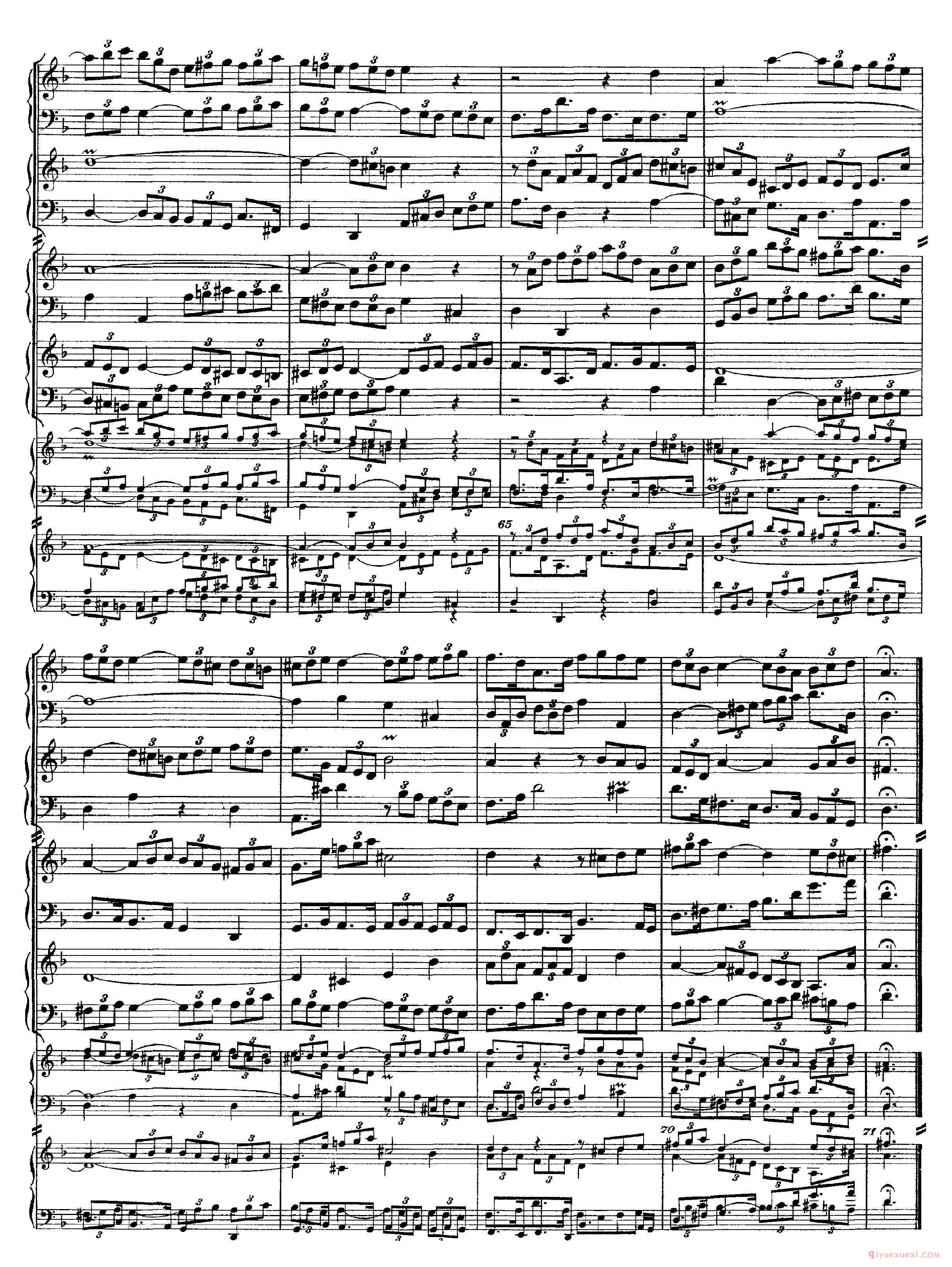 巴赫赋格第十七首《The Art of the Fugue - BWV1080 - Contrapunctus XVII》高清五线谱